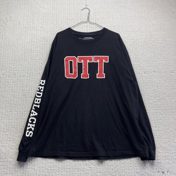 Ottawa Redblacks Long sleeve T-Shirt Mens XXL CFL Football Black / Red Canada - Picture 1 of 13